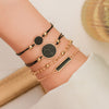 4 piece set black turquoise square bracelet