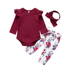 Printed Flower Baby 3 Piece Set