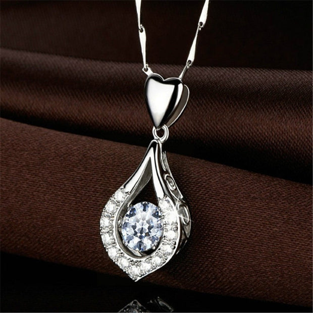 925 Sterling Silver Crystal Pendant Necklace