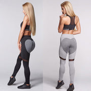 heart mesh stitching yoga leggings