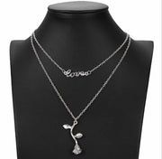 Love rose pendant necklace