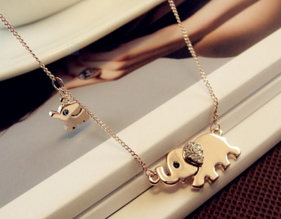 Cute Elephant Crystal Chain Necklace