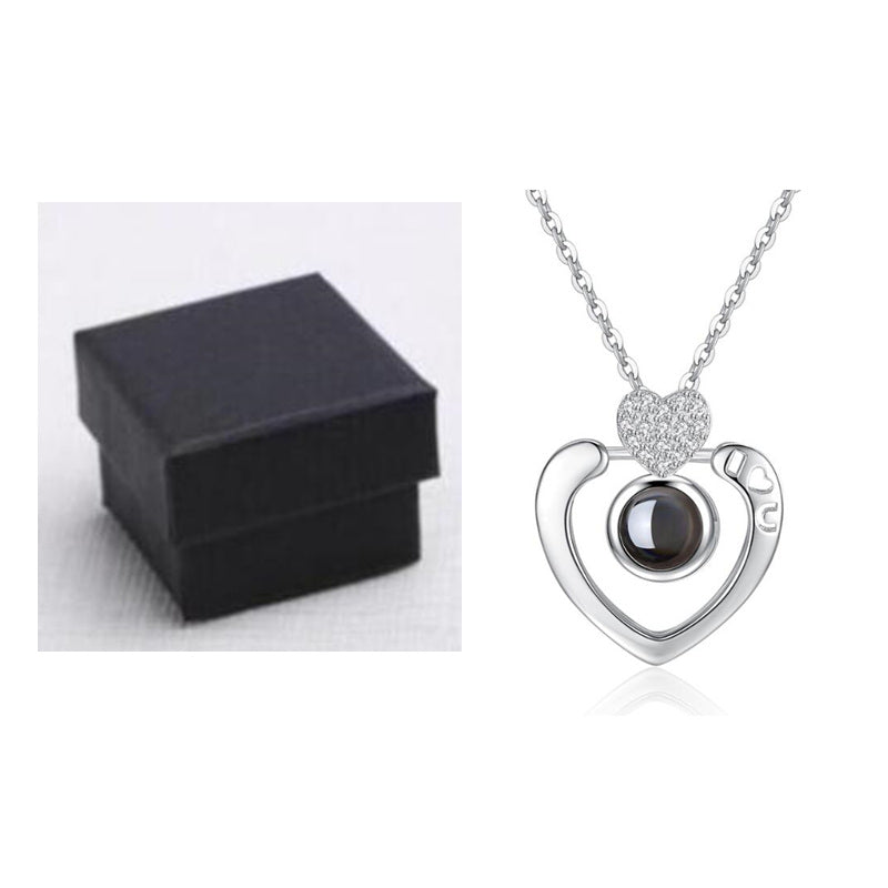 925 Sterling 100 languages I love you heart-shaped Necklace