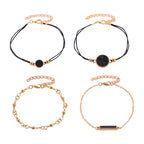 4 piece set black turquoise square bracelet