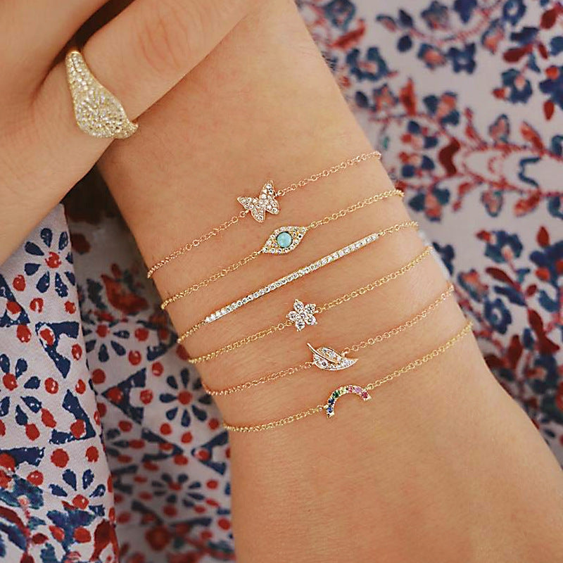 butterfly diamond blue eye pine stone bracelet