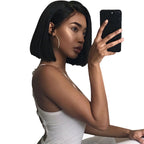 black straight  short wig