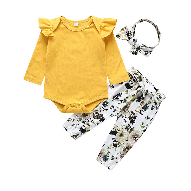 Printed Flower Baby 3 Piece Set